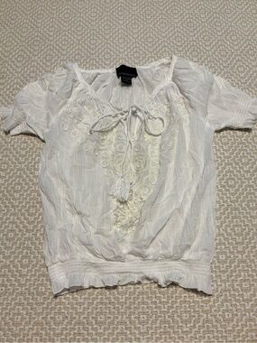 Cynthia rowley white peasant embroidered blouse size small